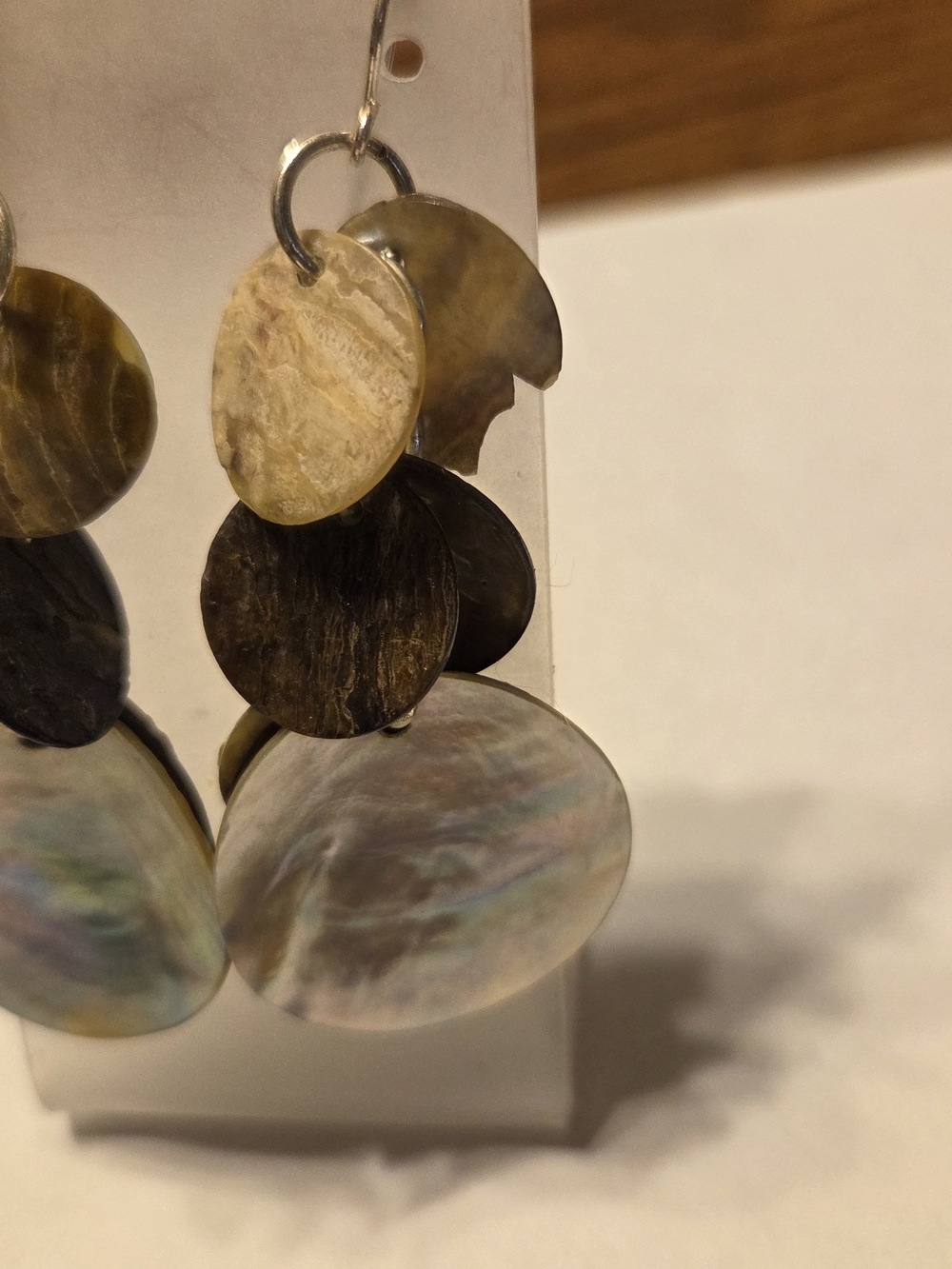 Shell Disc Drop Earrings - Picture 2 of 3